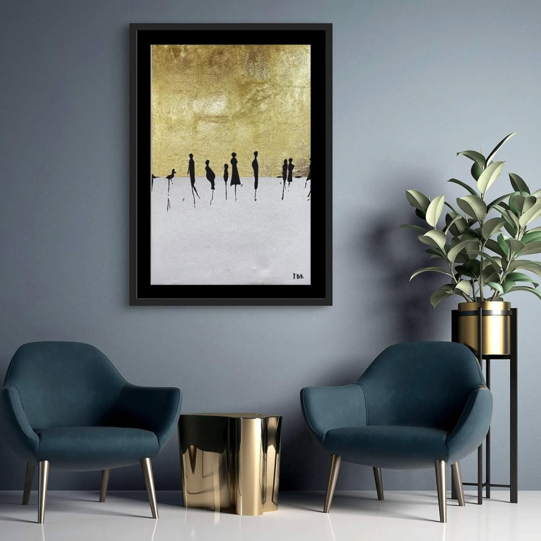 Acrylic Painting on Canvas - Golden Horizon by Nina Nowa