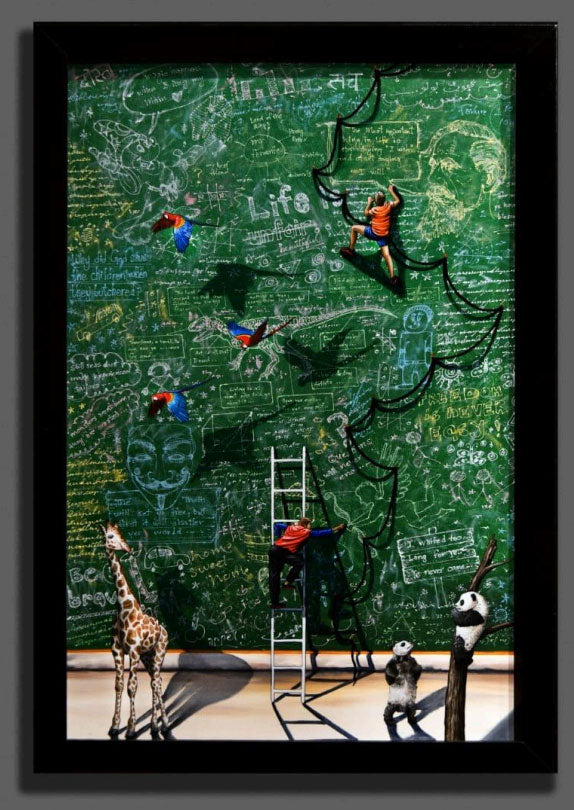 Buy Oil Painting in UAE - Green Chalkboard with Figures