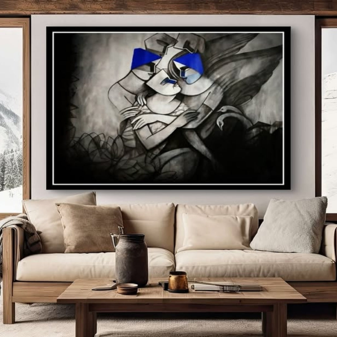 Figurative Oil Painting - Embrace of Souls by Nina Nowa