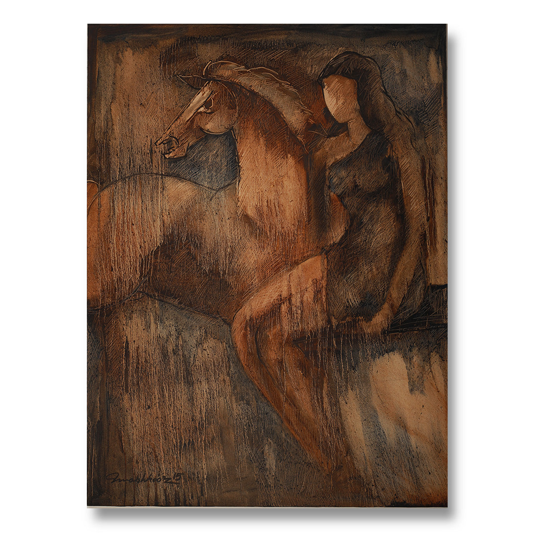 Girl And Horse Painting 